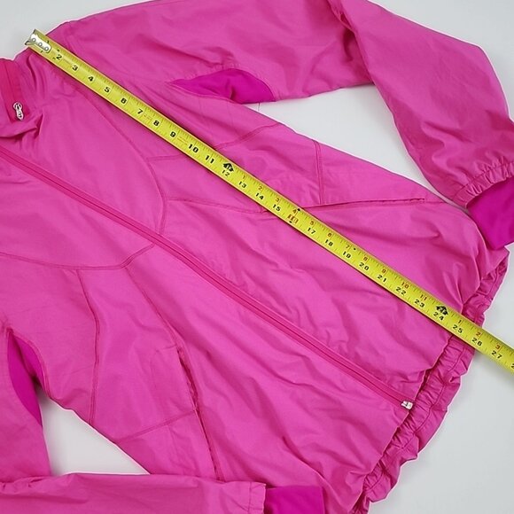 Lululemon Run Hustle Jacket White Paris Pink Microstripe Thumbholes Size 6 - Picture 16 of 16
